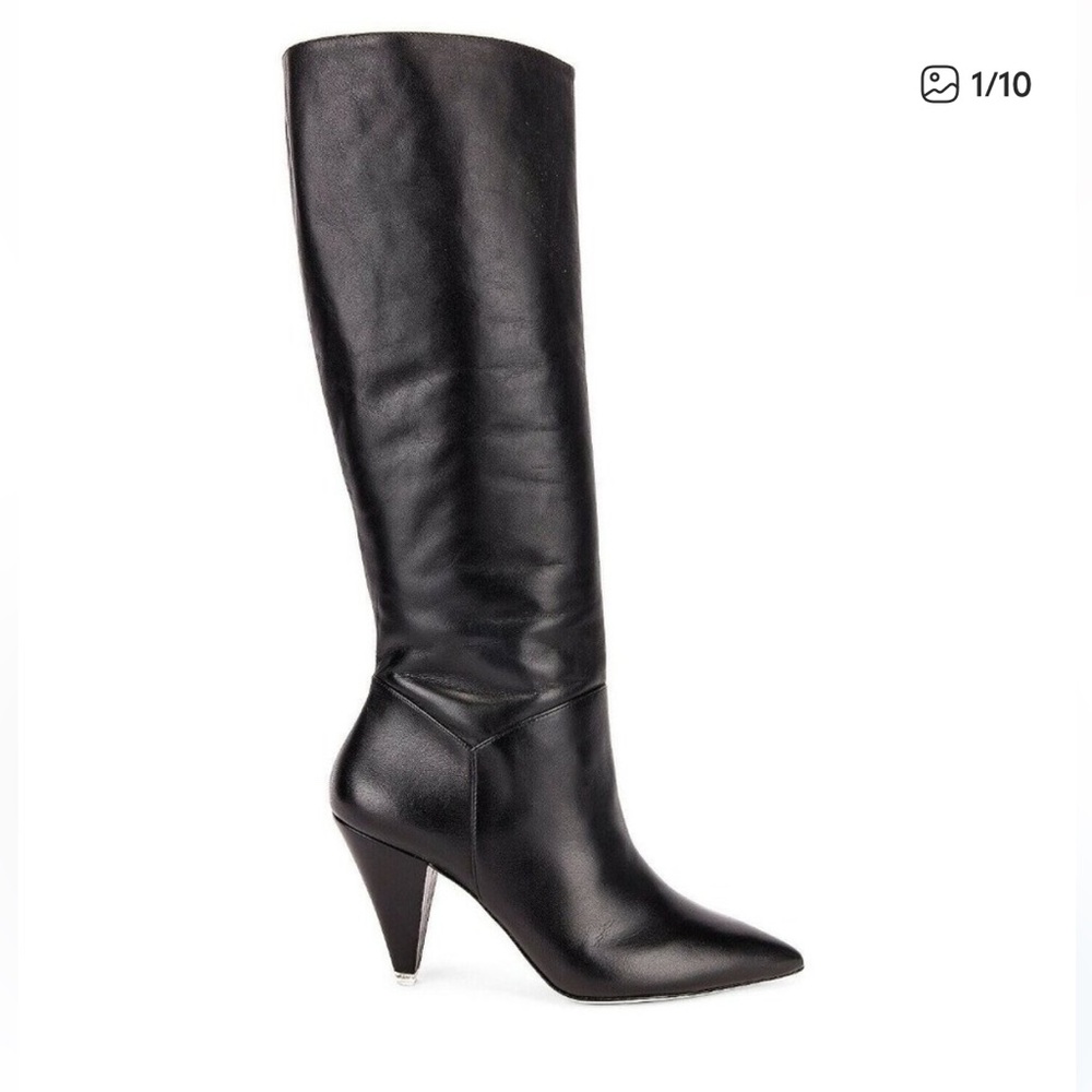 Black Suede Studio- Pointed Heeled Karla Boots- black- size 39/8.5
